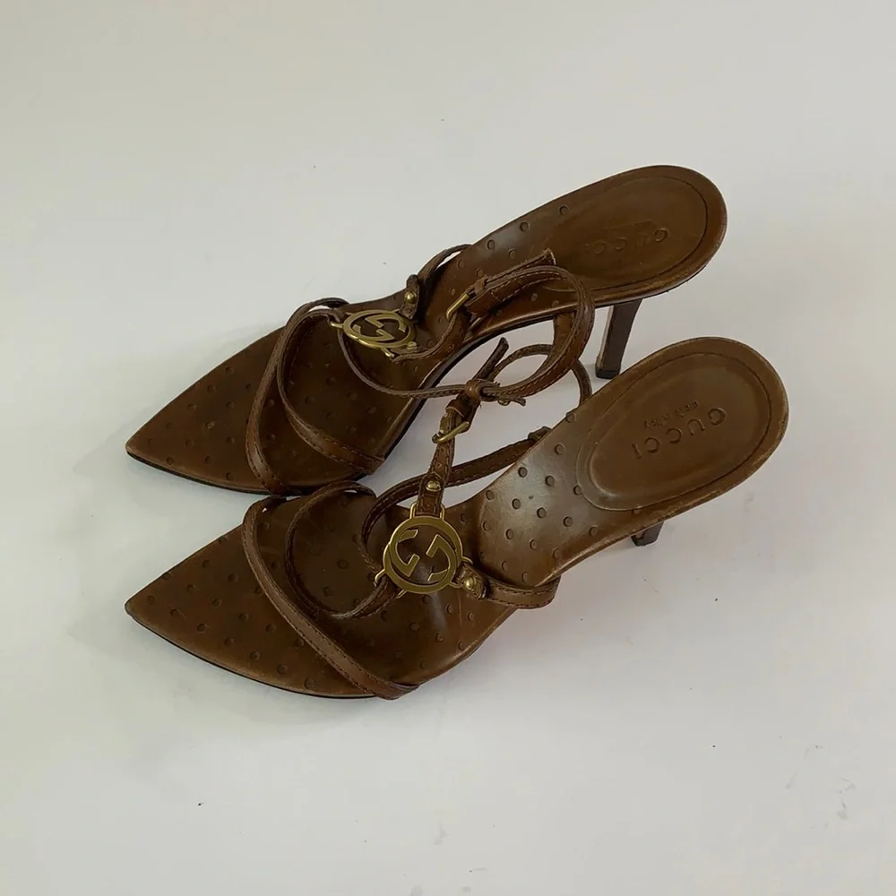 Gucci Brown Strappy Sandals - Picture 2 of 7